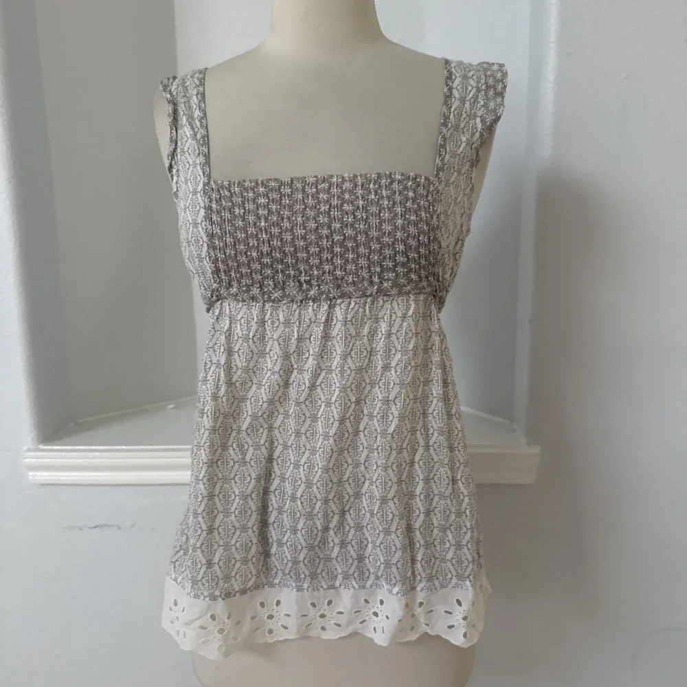 Hollister Top Womens S Babydoll Eyelet Trim Boho Indie Sleaze Coquette Y2K - Picture 2 of 9